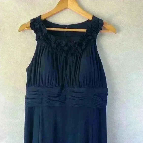 SIGNATURE BY SANGRIA LADY NAVY BLUE RUNCHED FABRIC JERSEY KNIT STRETCH DRESS 14 - Picture 4 of 14